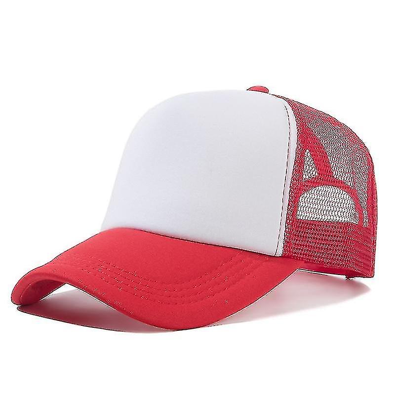 Hats Men Women Plain Mesh Baseball Cap Adjustable Snapback Hats Red White