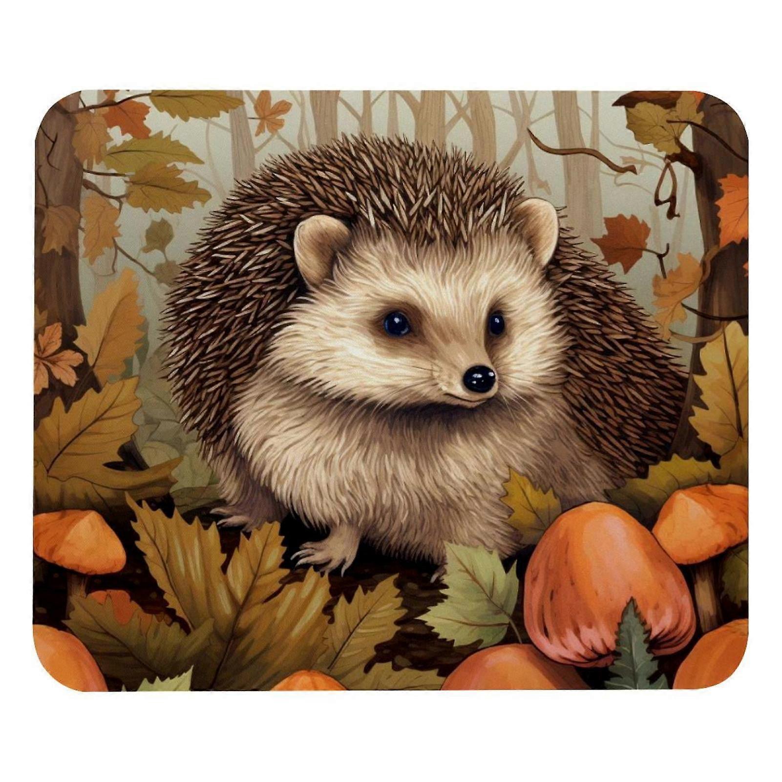 Premium Mouse Pad - Hedgehog Mushroom Maple Design - Compatible with All Mice - Comfortable Surface for Control & Accuracy - Home Office Desk Mat