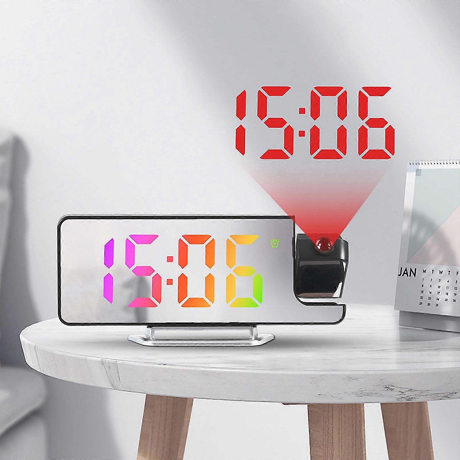 Zeceouar Projection Alarm Clock, LED Mirror Digital Clock with 180° Rotatable Projector, USB-C, Auto Dimming, Large Display – Summer Clearance Deal