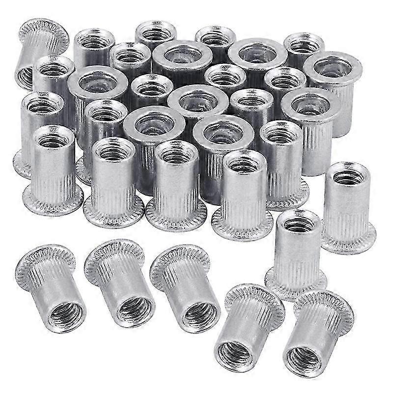100PCS 1/4-20UNC Stainless Steel 304 Flat Head Rivnut Threaded Insert Nuts