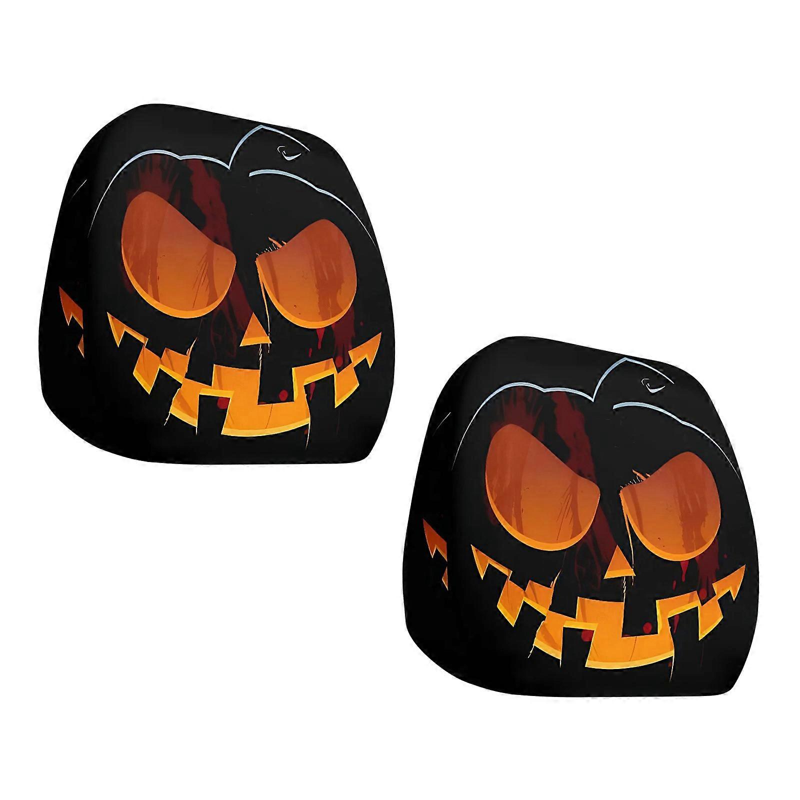 Pack of 2 Elastic Car Seat Pillow Covers Big Eyes Design Universal Vehicle Compatibility Polyester Fabric Headrest Cases Multicolor