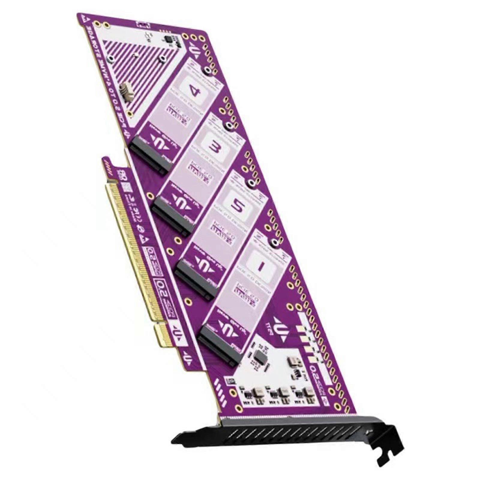 4 Bay PCIe 5.0 NVMe Expansion Card High Bandwidth Data Transfer Multiple OS Compatibility Thermal Management Multicolor