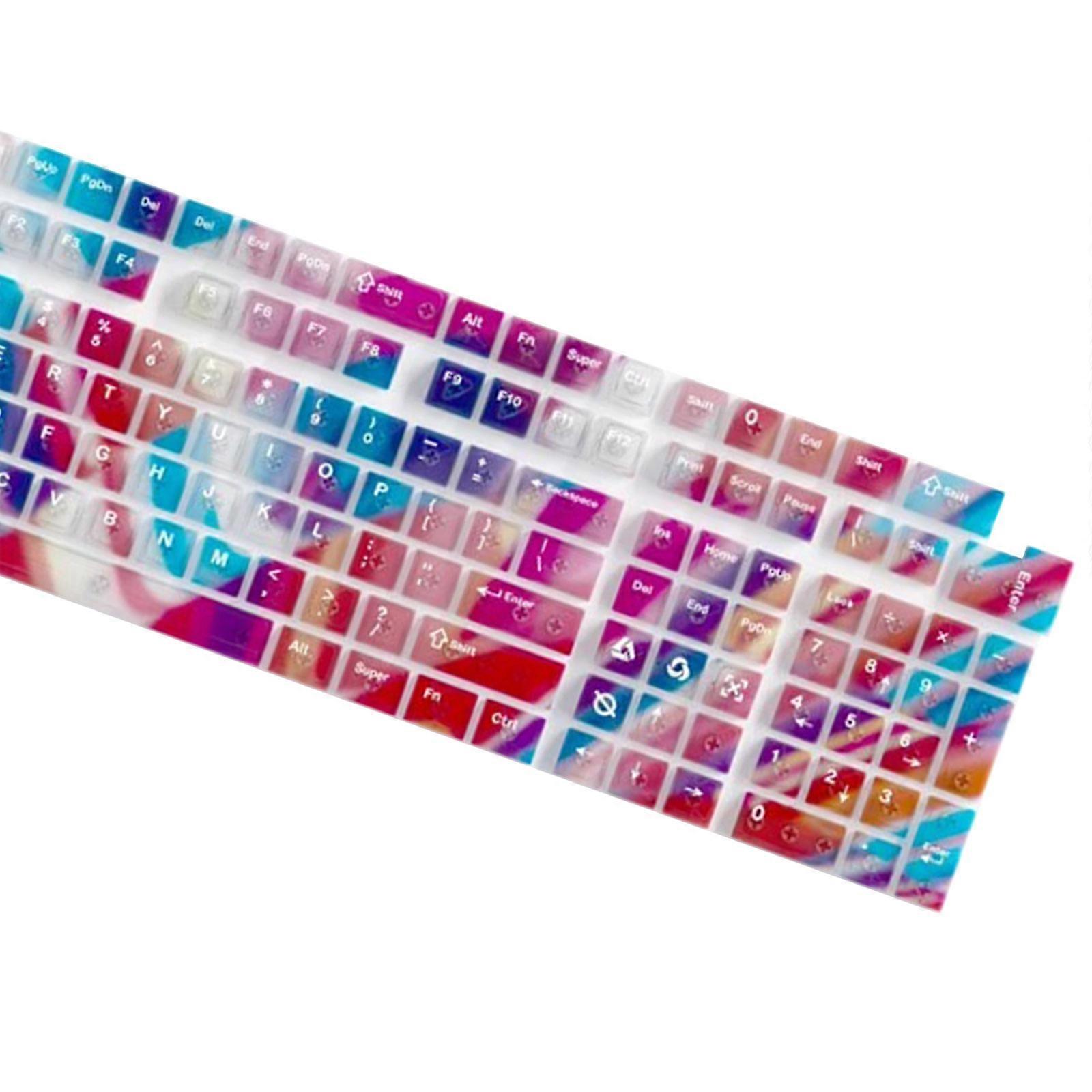 Rainbow Spectrum Keycap Set 132 Keys Original Profile Durability Wear Resistant Translucent Backlight Enhancement Multicolor
