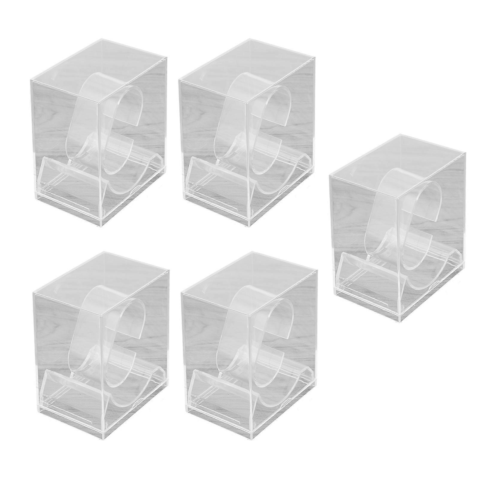 Square Plastic Watch Organizers With Protective Case 5 Pieces Set for Secure Bracelet Storage and Exhibition Use  Clear