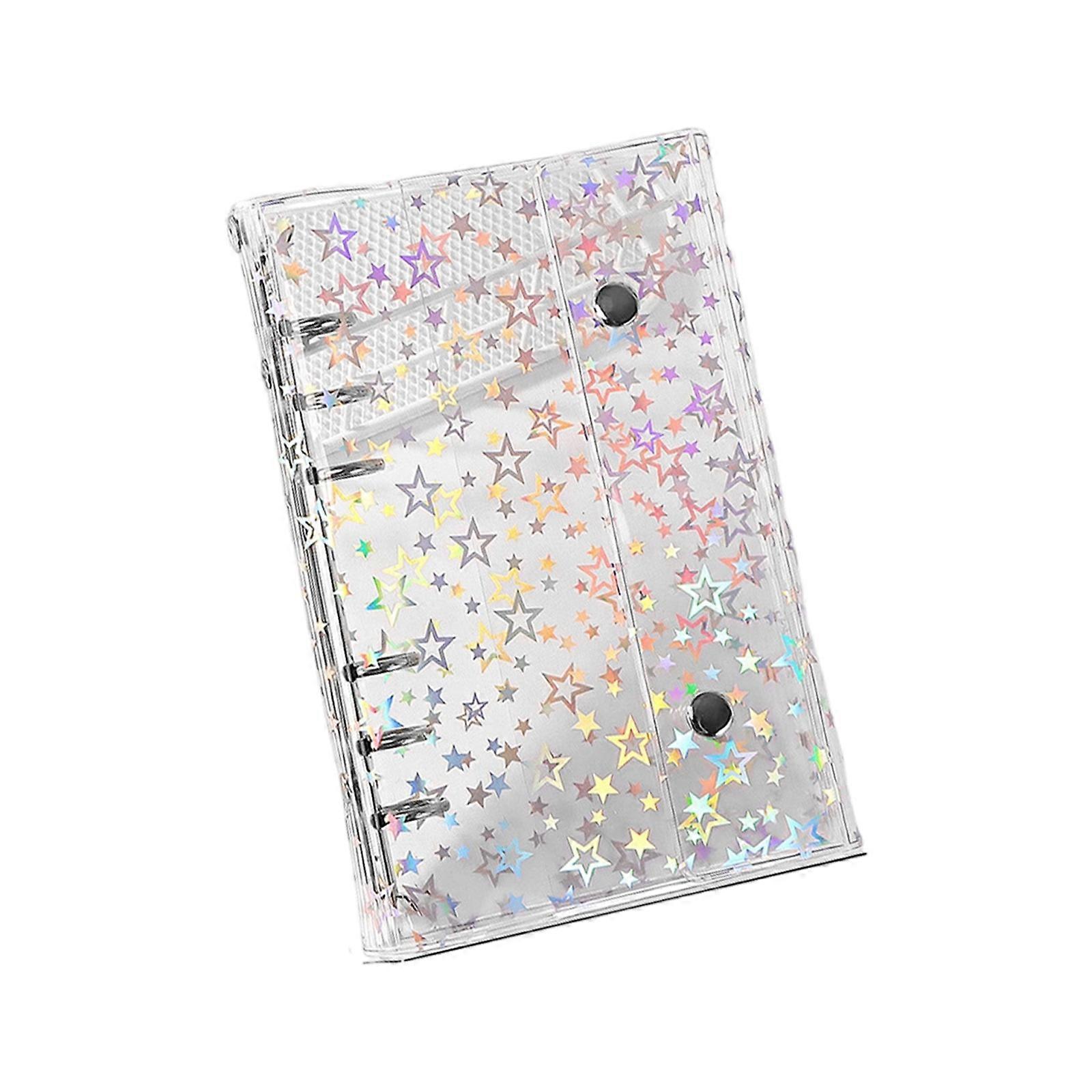 Holographics Star Decorated Transparent PVC Folder With 2Point Fastener System Secure Document Organization Multicolor