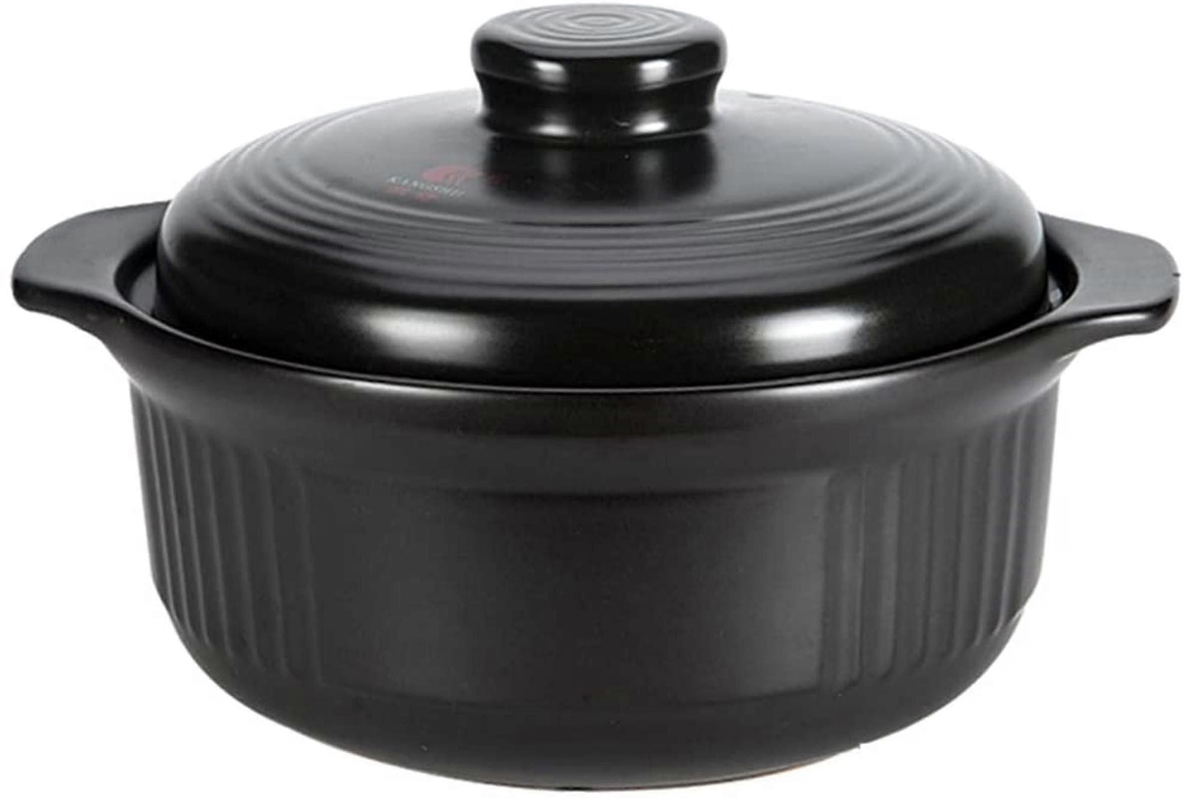 Clay Casserole Pot 3L Ceramic Soup and Stew Cooking Pot Heat Resistant for Open Fire