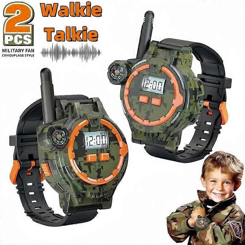 Cordless Walkie Talkie Toy, 2 Counts 200m Transmission Range Walkie Talkie with Flashlight & Compass, Durable Remote Outdoor Game Toy, Gift 