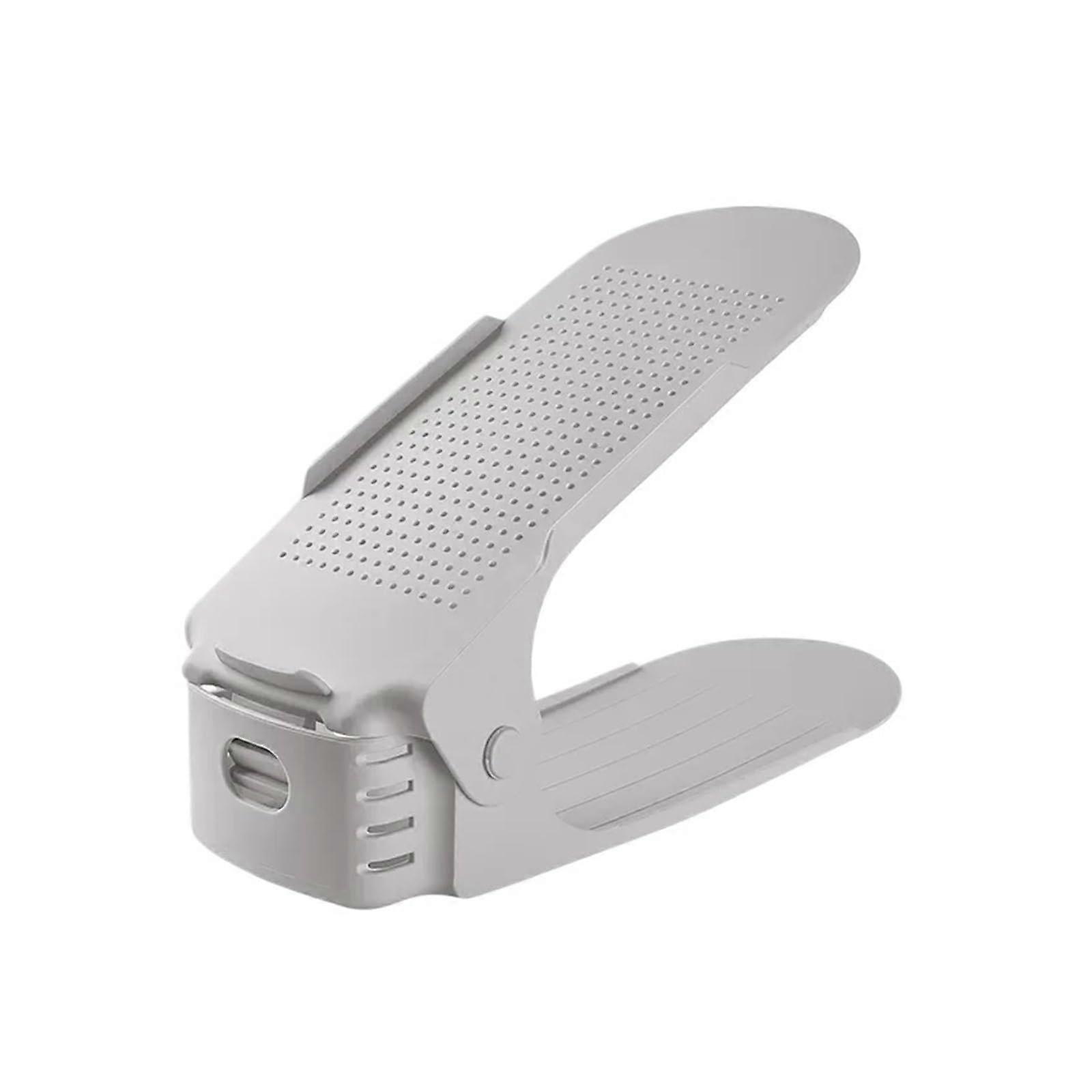 10pcs Shoe Rack Space Saver Adjustable Shoe Organizer Double Layer Holder for Closet Storage Grey