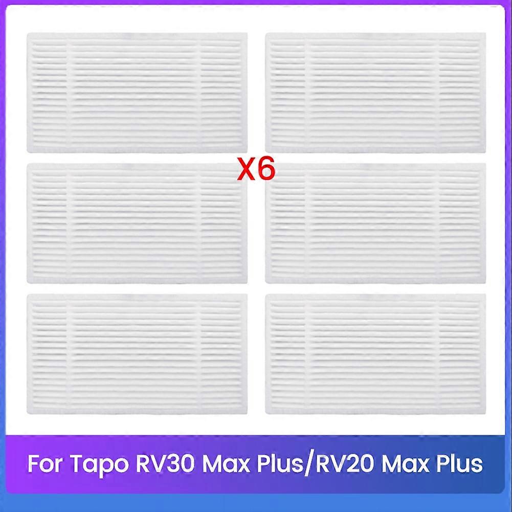 For Tapo RV30 Max /RV30 Max Plus /RV20 Max /RV20 Max Plus Robot Vacuum Cleaner Parts Replacement Parts Filters 6PCS