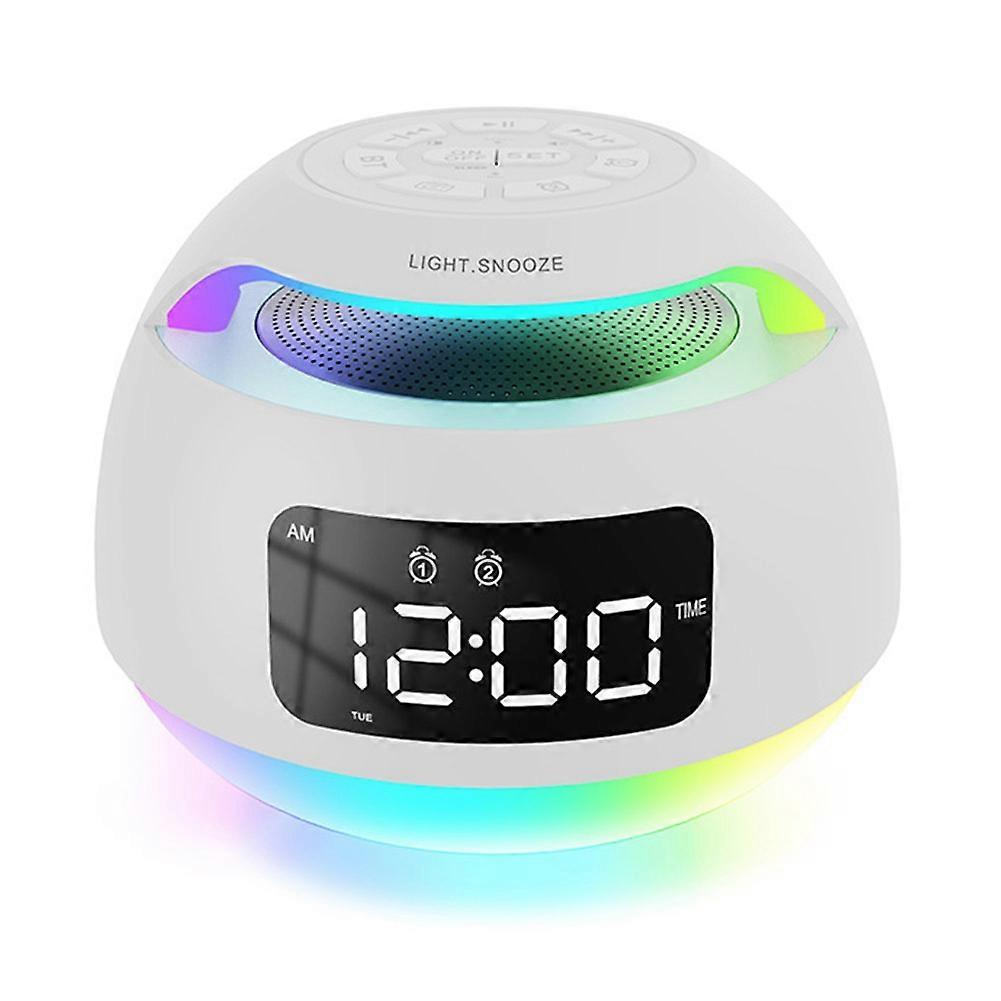 Portable LED Alarm Clock Radio RGB ColorfulLight Radio Receiver Wireless Bluetooth Speaker with DualAlarm Clock Snooze,A