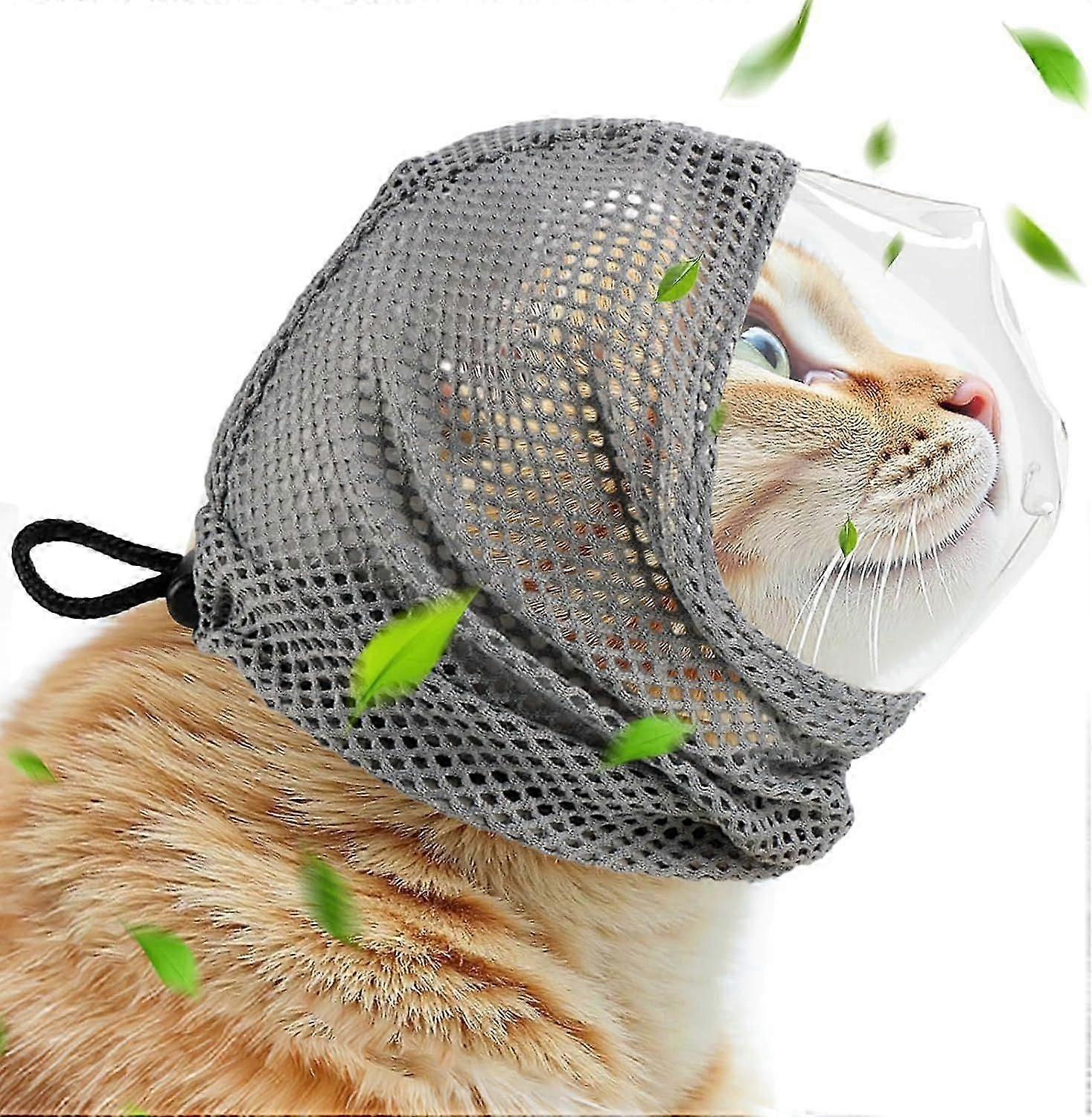 Adjustable Cat Muzzle for Grooming and Biting Prevention, Breathable TPU Material for Nail Trimming Bathing Vet Visits