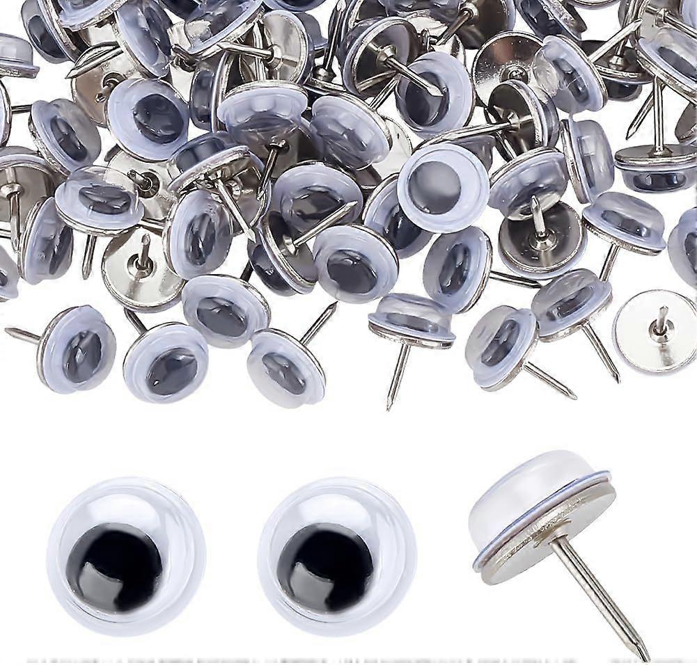 100pcs Black Thumb Tacks Wiggle Eye Push Pins Eye Wall Pin Creative Push Pins Tacks 10mm Decorative Thumbtacks Small Cork Board Pushpin for Map Bullet