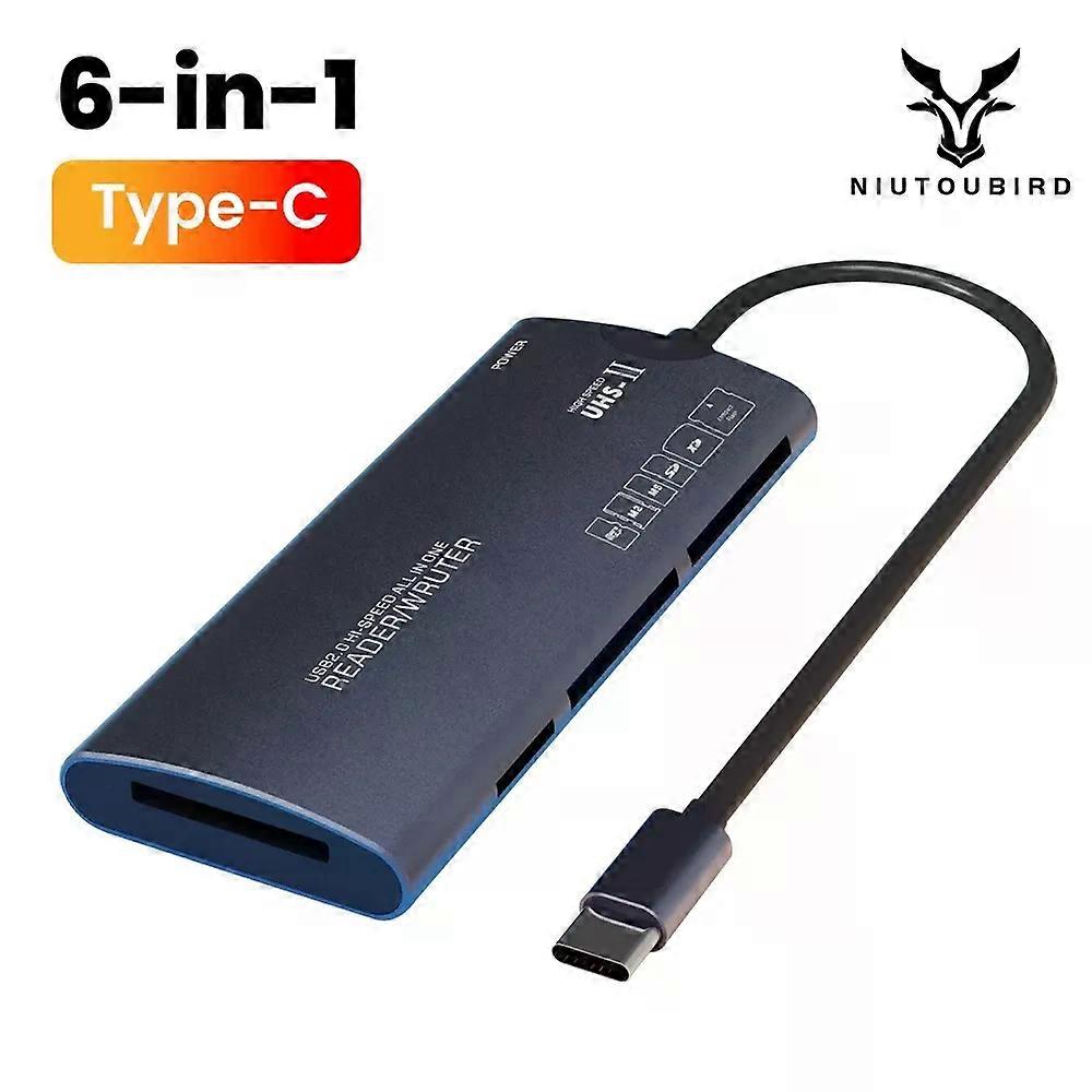 6IN 1 Multifunctional Card Reader USB High Speed Data Transfer Adapter Type C SD/TF/XD/CF/M2 Memory Reading For Cameras Computer