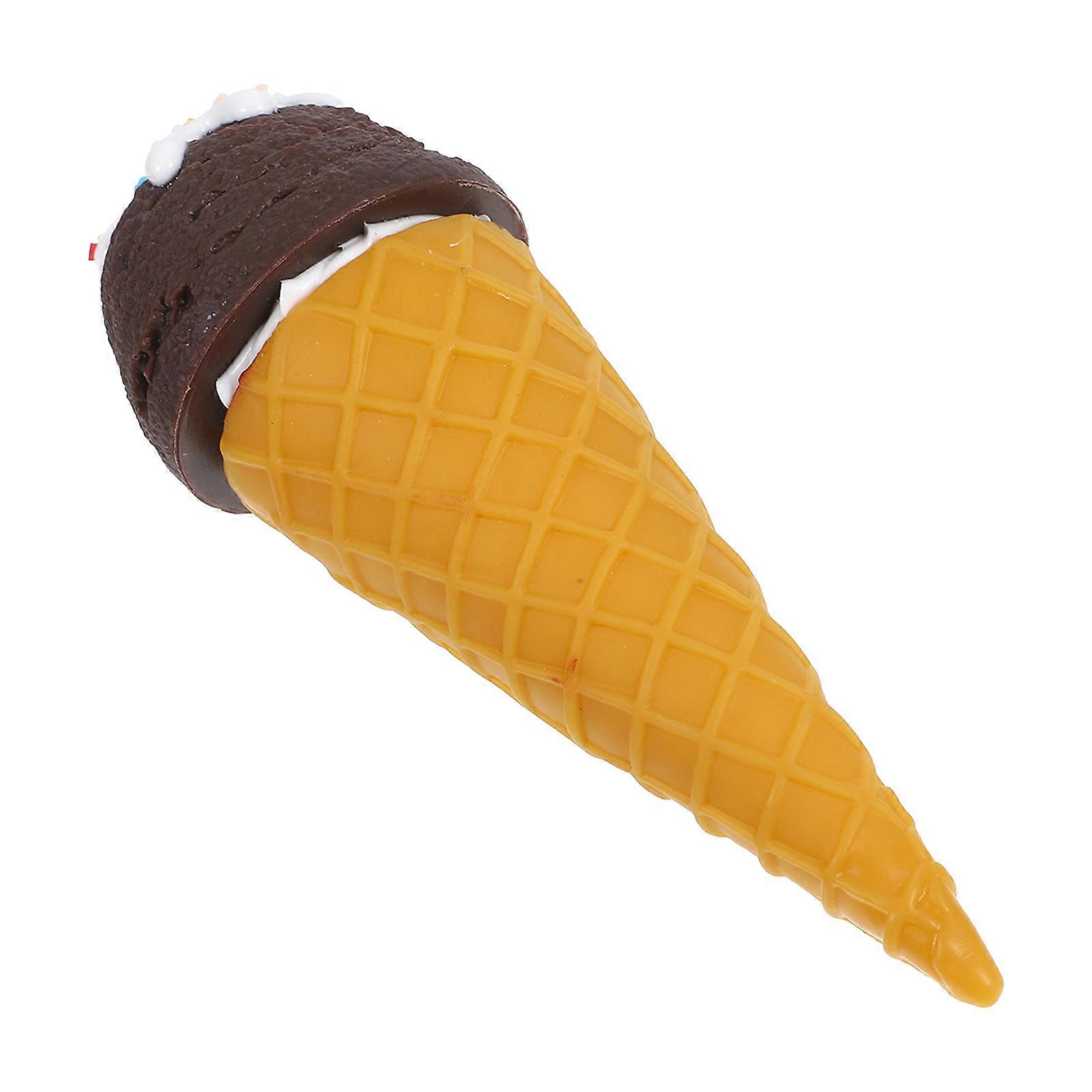 Realistic Ice Cream Cone Model for Decor Coffee Color PVC Material