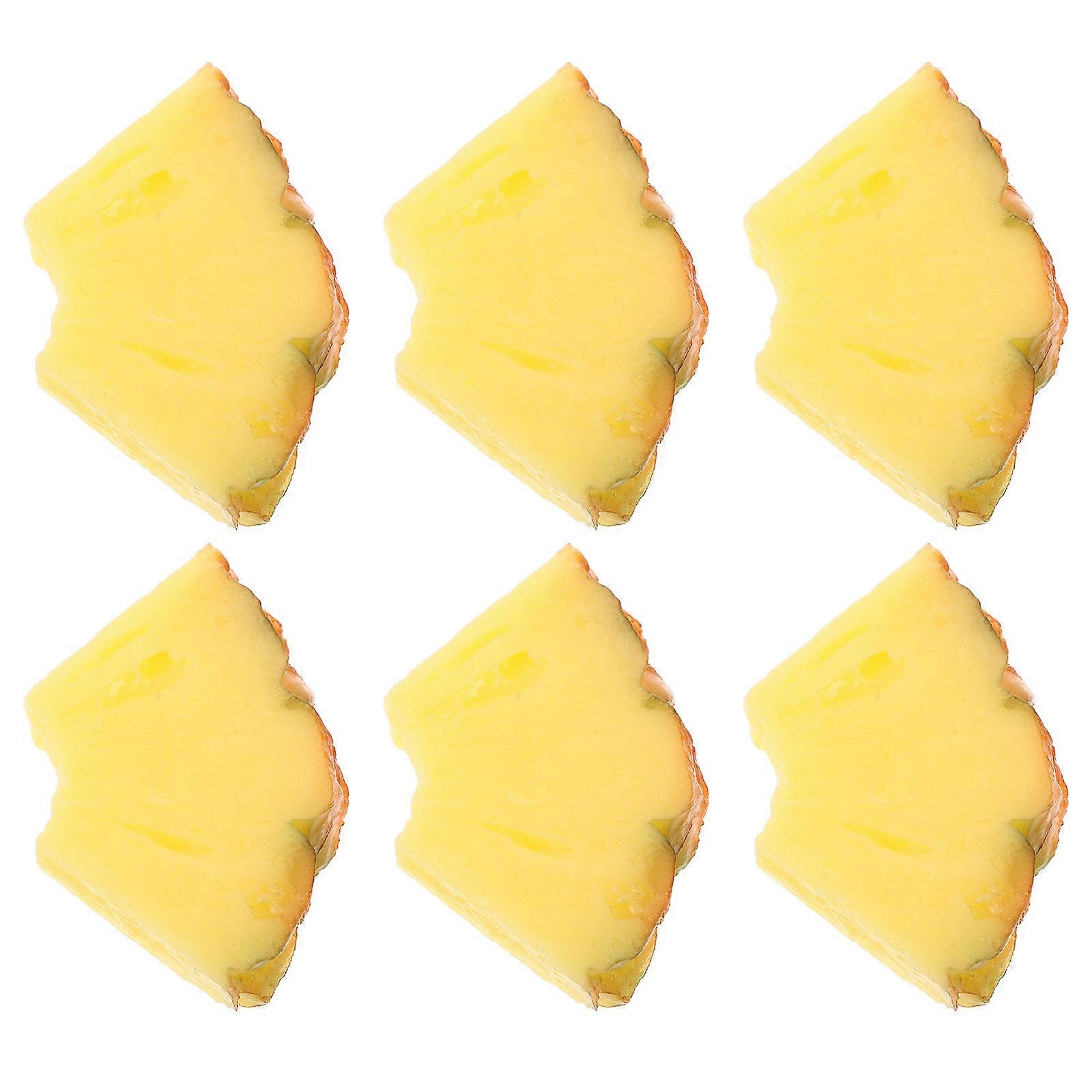 Simulation Pineapple Decoration Artificial Pineapple Slices for Food Display 6Pcs