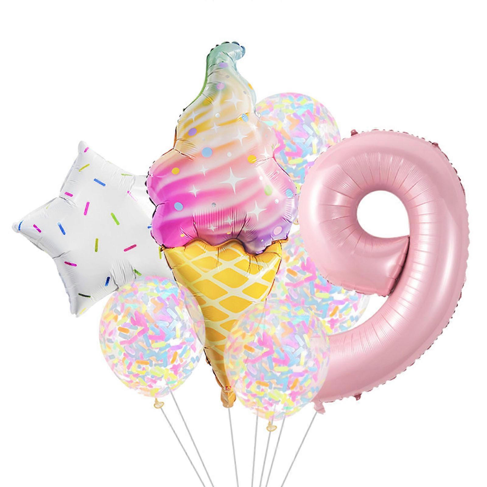 Aluminum Foil Balloons with Star and Ice Cream Designs Easy Inflation for Children Parties and Event Multicolor