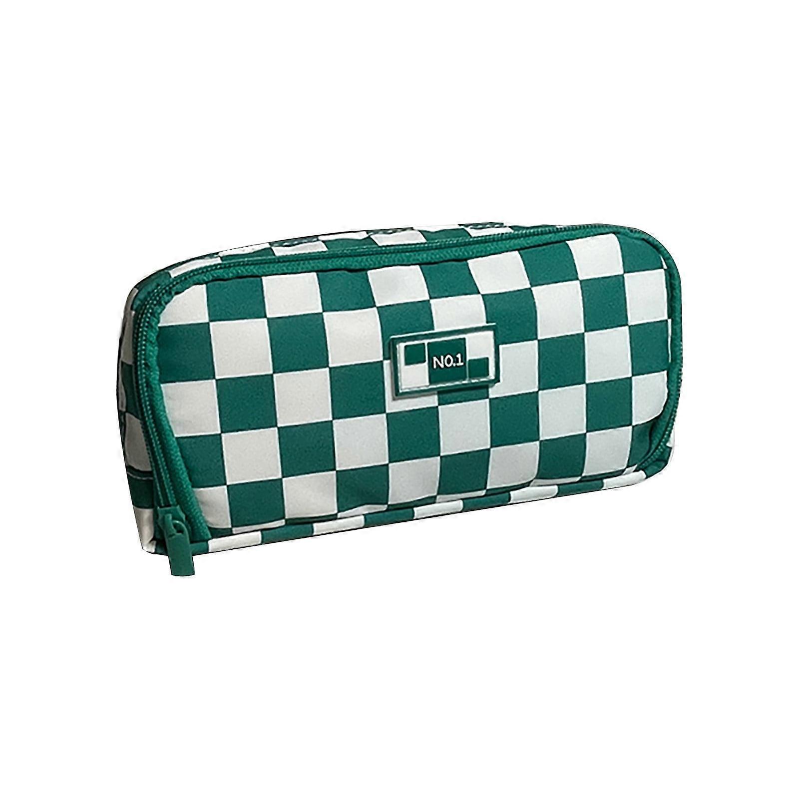 Cailmei Large-Capacity Checkerboard Pencil Case Multifunctional High-Value Stationery Bag Multi-Layer Ins Student Pencil Storage Box B