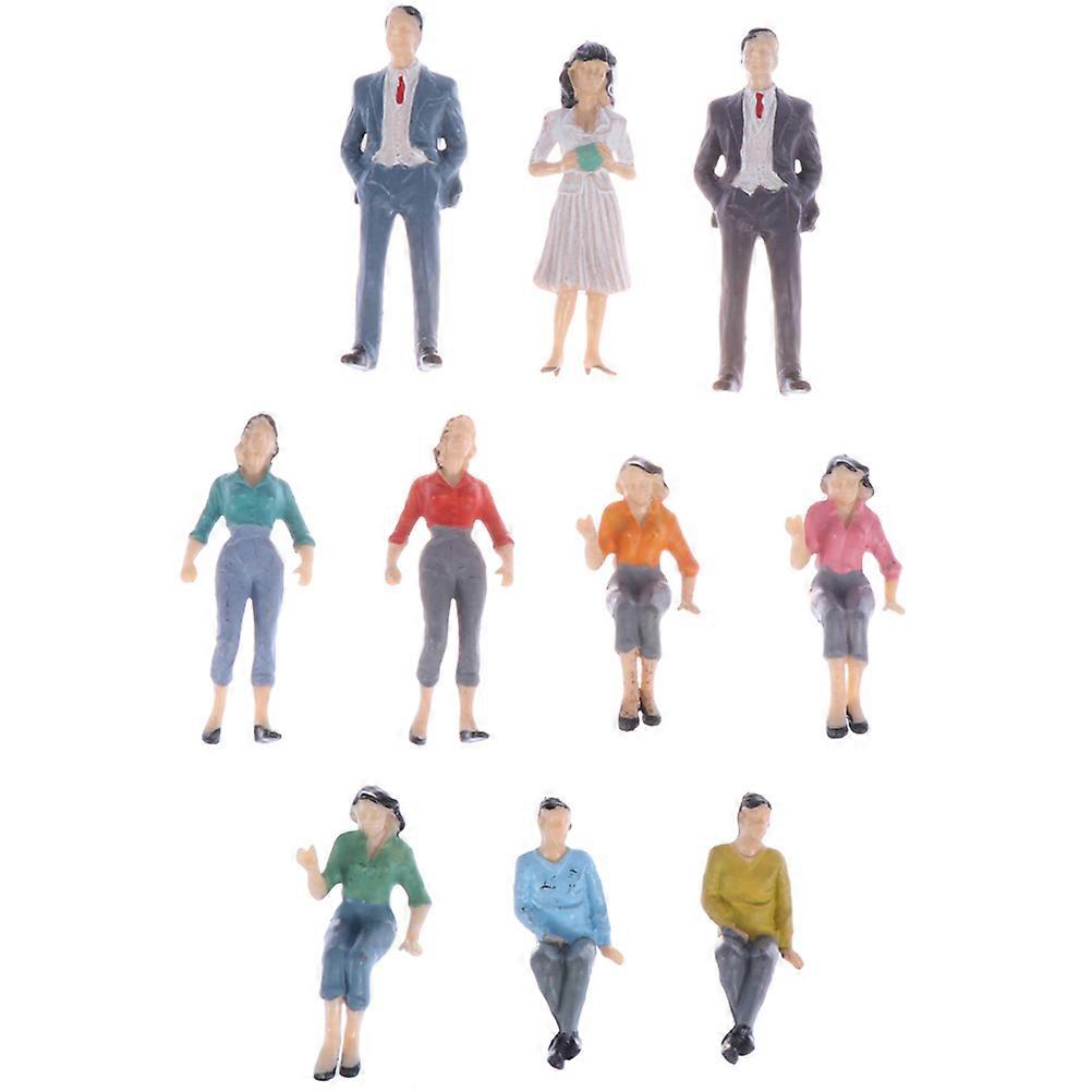 10Pcs Painted People Figures Train Prop Figure Layout Model (Random Style Color)