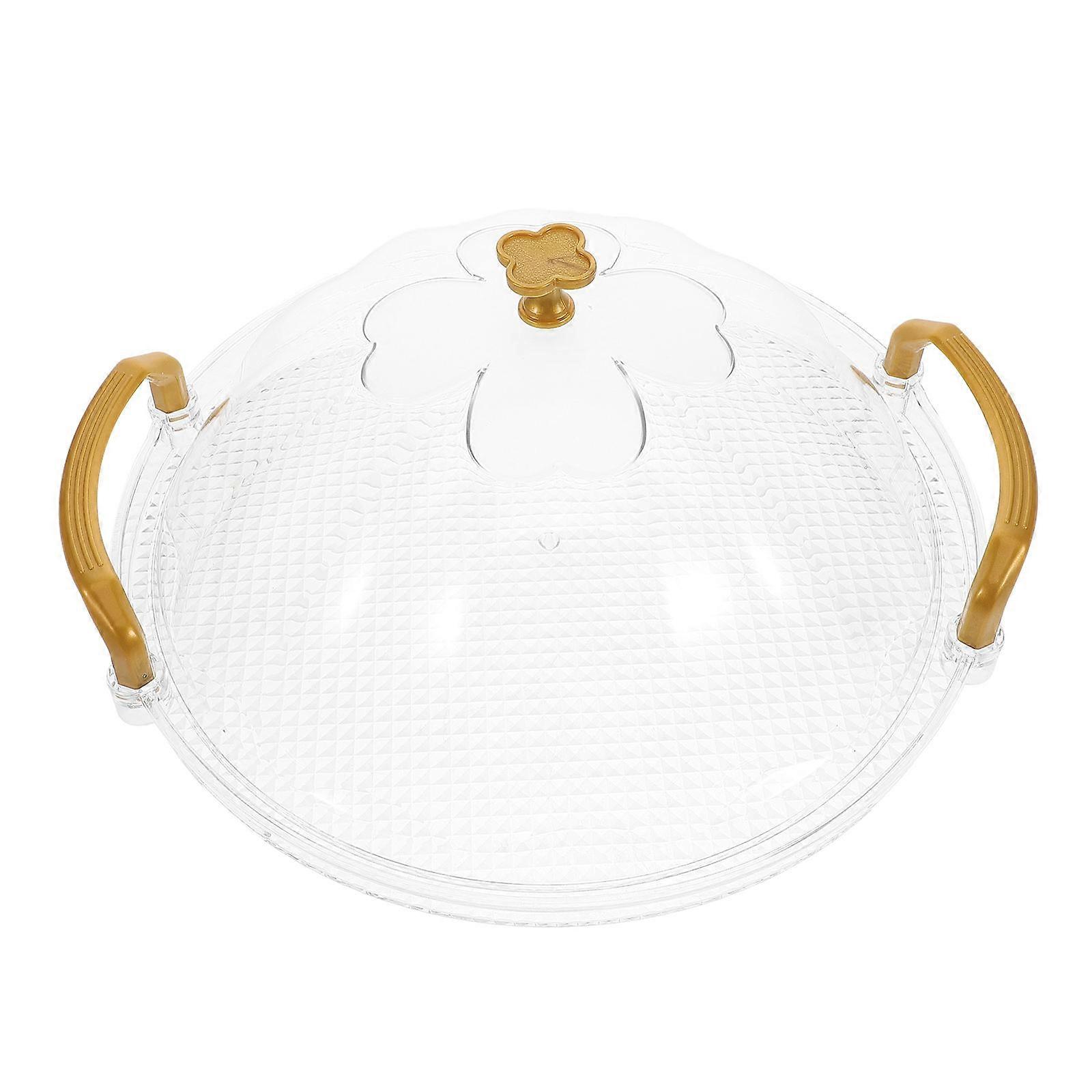 Transparent Plastic Tea Tray Round Tray for Home Serving Use with Lid