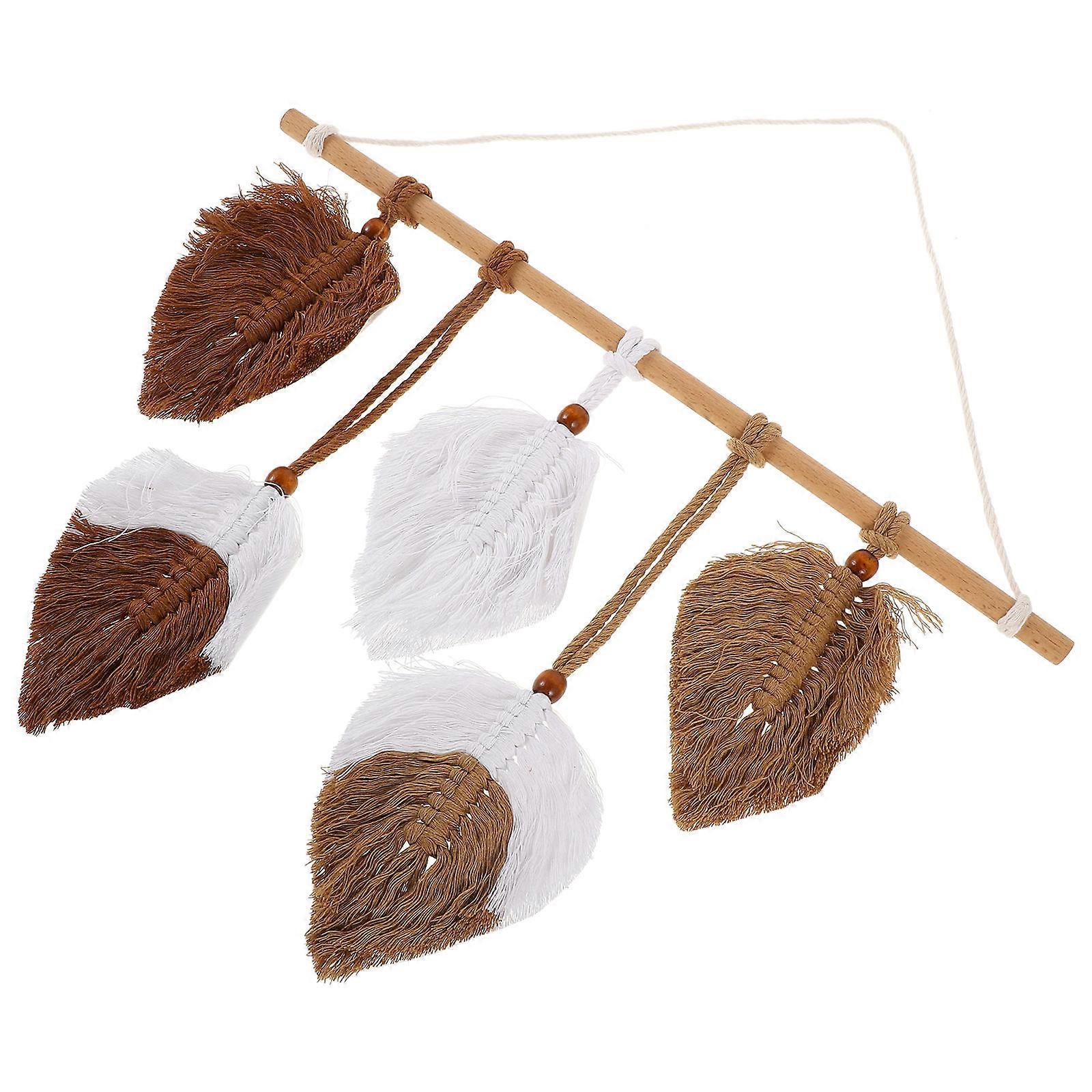 Boho Macrame Wall Hanging for Decoration with Handmade Leaf Pattern