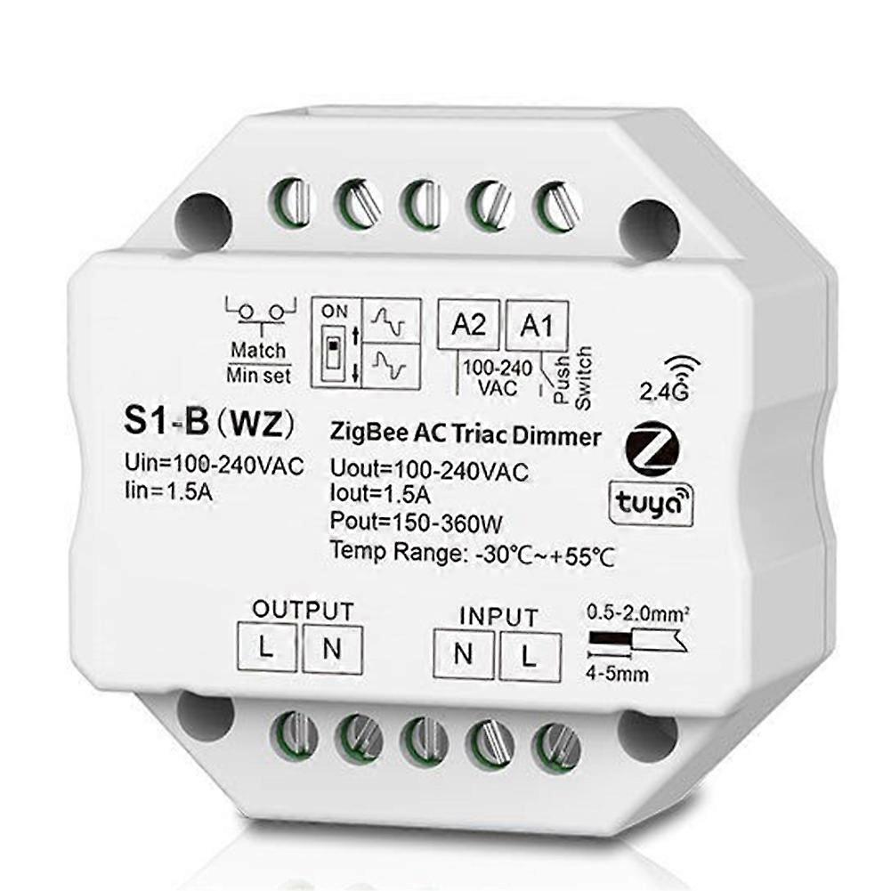 S1-B Tuya Zigbee RF AC Triac Dimmer LED Controller Push Switch Control 110V 220V 230V Smart Life APP for Alexa Assistant
