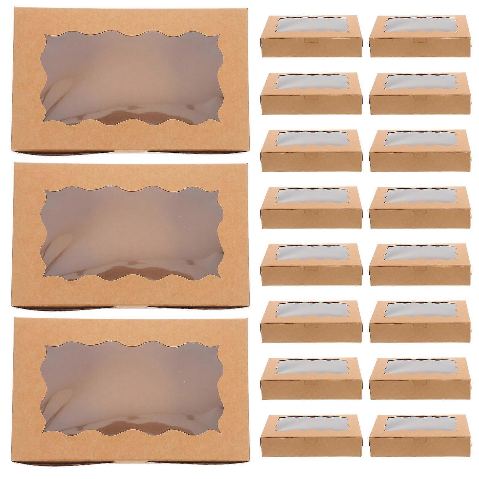 Brown Paper Dessert Boxes with Clear Window for Storage Use 50pcs Portable Cookie Containers