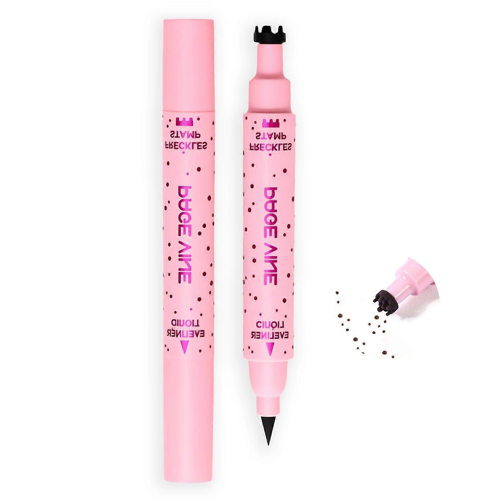 2 in 1 Freckle Pen and Liquid Eyeliner Duo with Realistic Stamp and LongLasting Precision Black