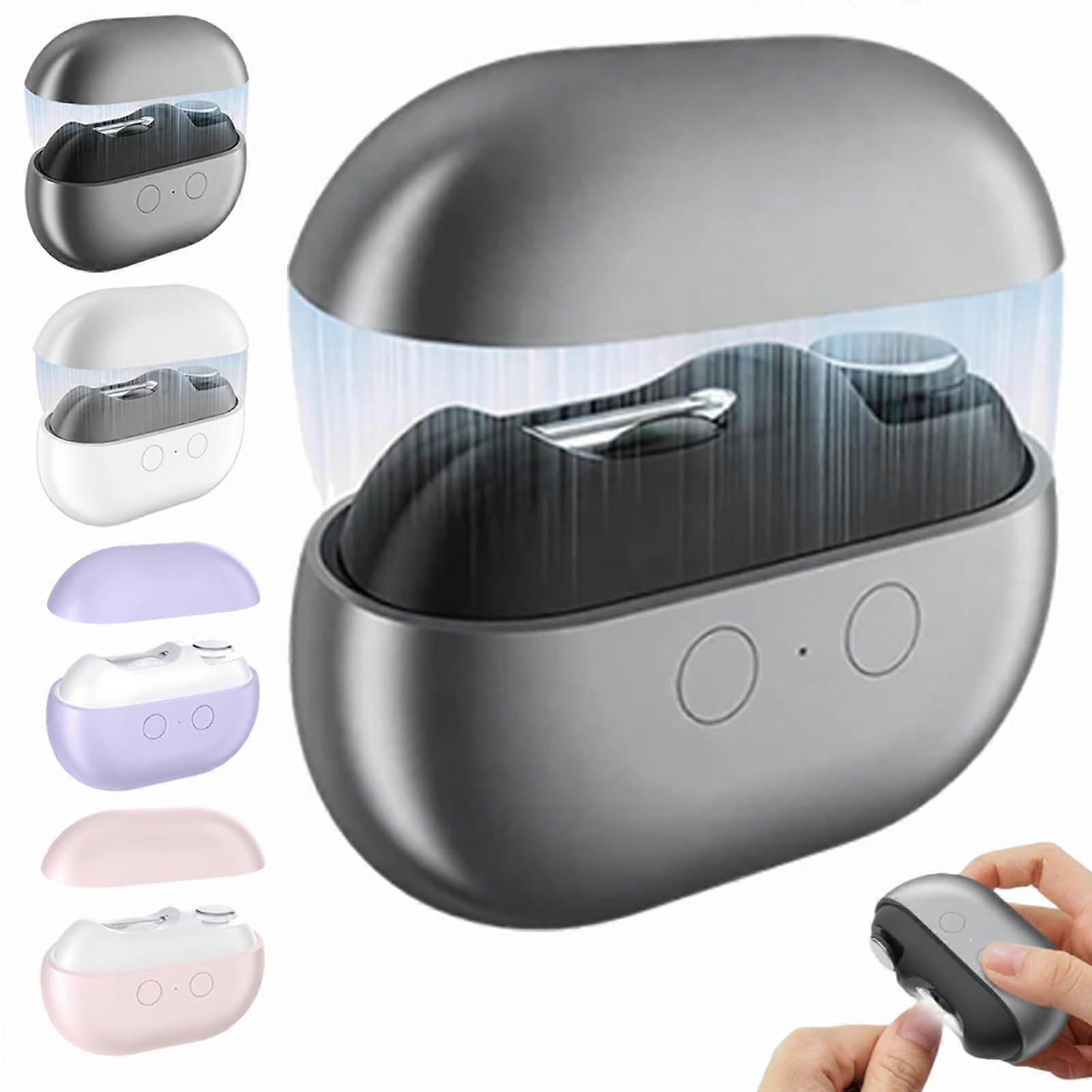 Electric Nail Clipper for Seniors with LED Light, 3in1 Trimmer and Polisher, Dual Speed Gray