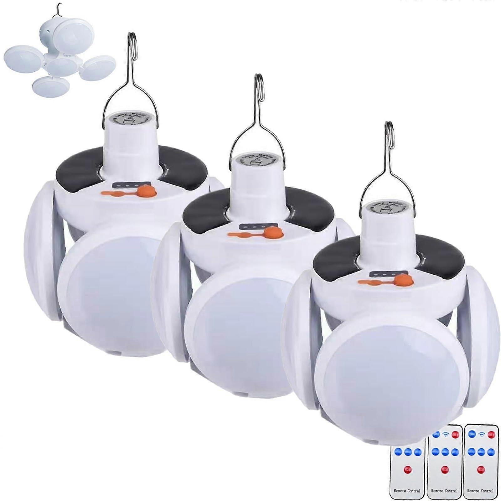 3pcs USB Rechargeable Folding Solar Lamp with Dual Charging, Waterproof LED Camping Light