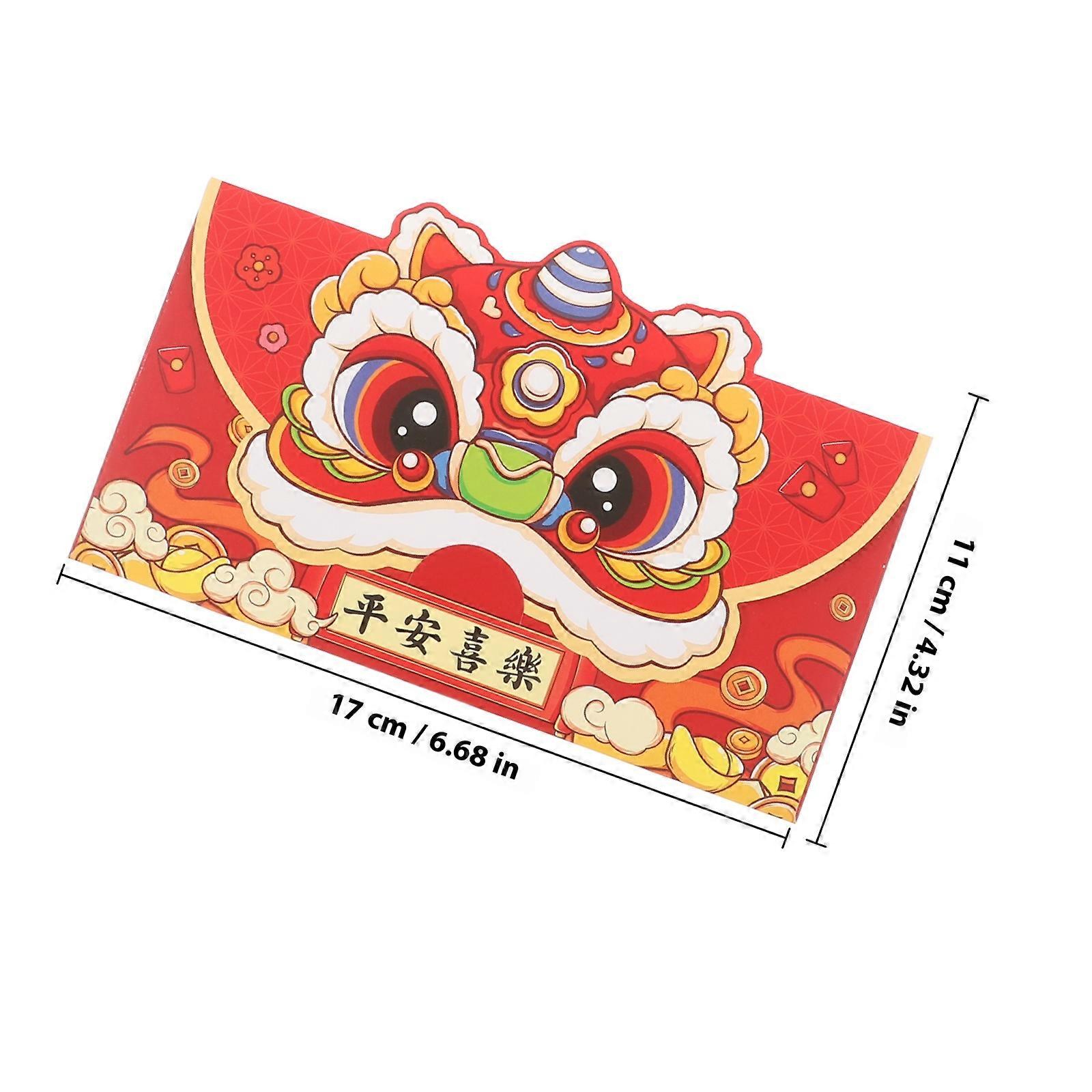 Lunar New Year Red Envelopes Thick Paper for Storage 6Pcs Set