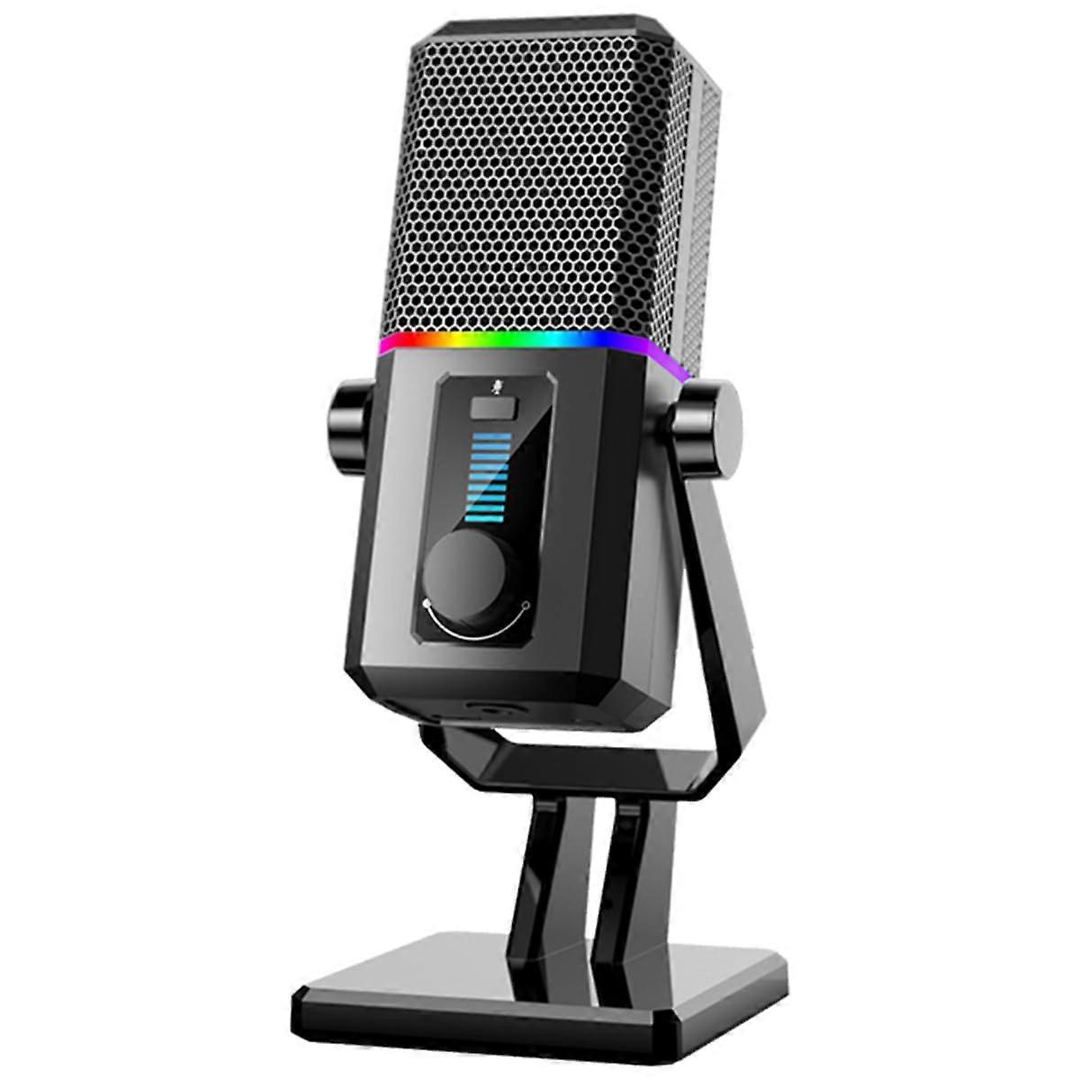 USB Gaming Microphone with RGB Lighting, Noise Cancellation, TaptoMute, Gain Control for PC Streaming