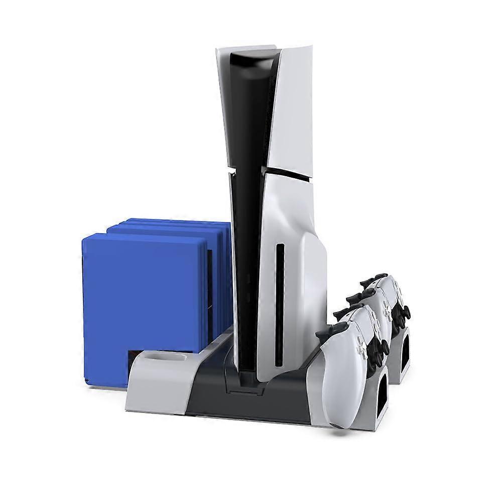 Cooling Stand for PS5 Slim with Speed Fan, Dual Controller Charging and 10Disc Game Storage