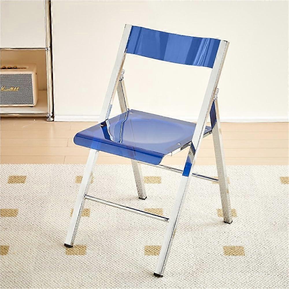 Acrylic Folding Chair with Ergonomic Backrest, Clear SpaceSaving Design for Dining and Office, Blue