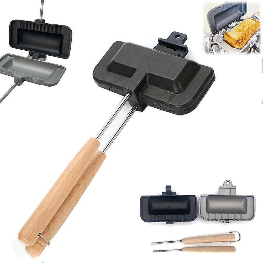 Nonstick Sandwich Maker Pan with Detachable Handle, BreadSealing Design for Camping and Gas Stove