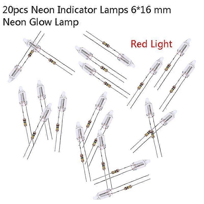 20pcs Neon Indicator Lamps With Resistance Connected To  220V 6*16 mm Indicator