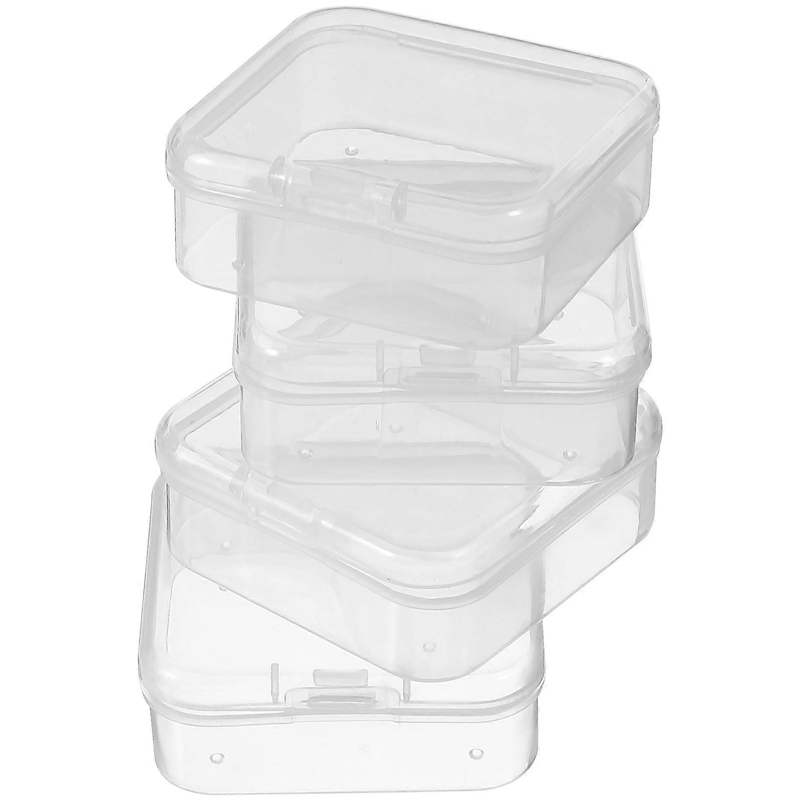 Plastic Square Storage Box for Storage 4Pcs Clear Transparent Containers