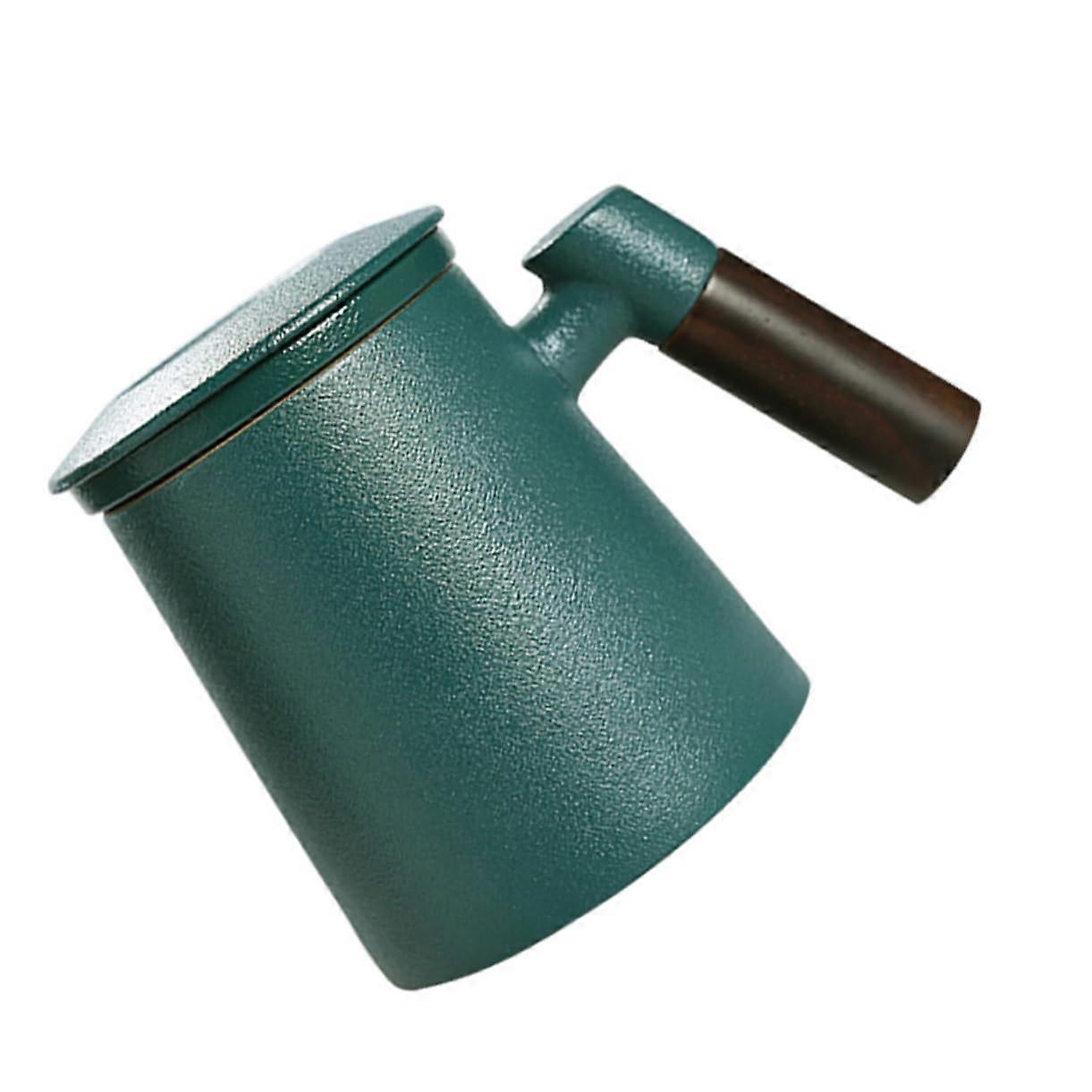 Ceramic Tea Infuser Mug with Lid and Heat Resistant Handle for Home Brewing