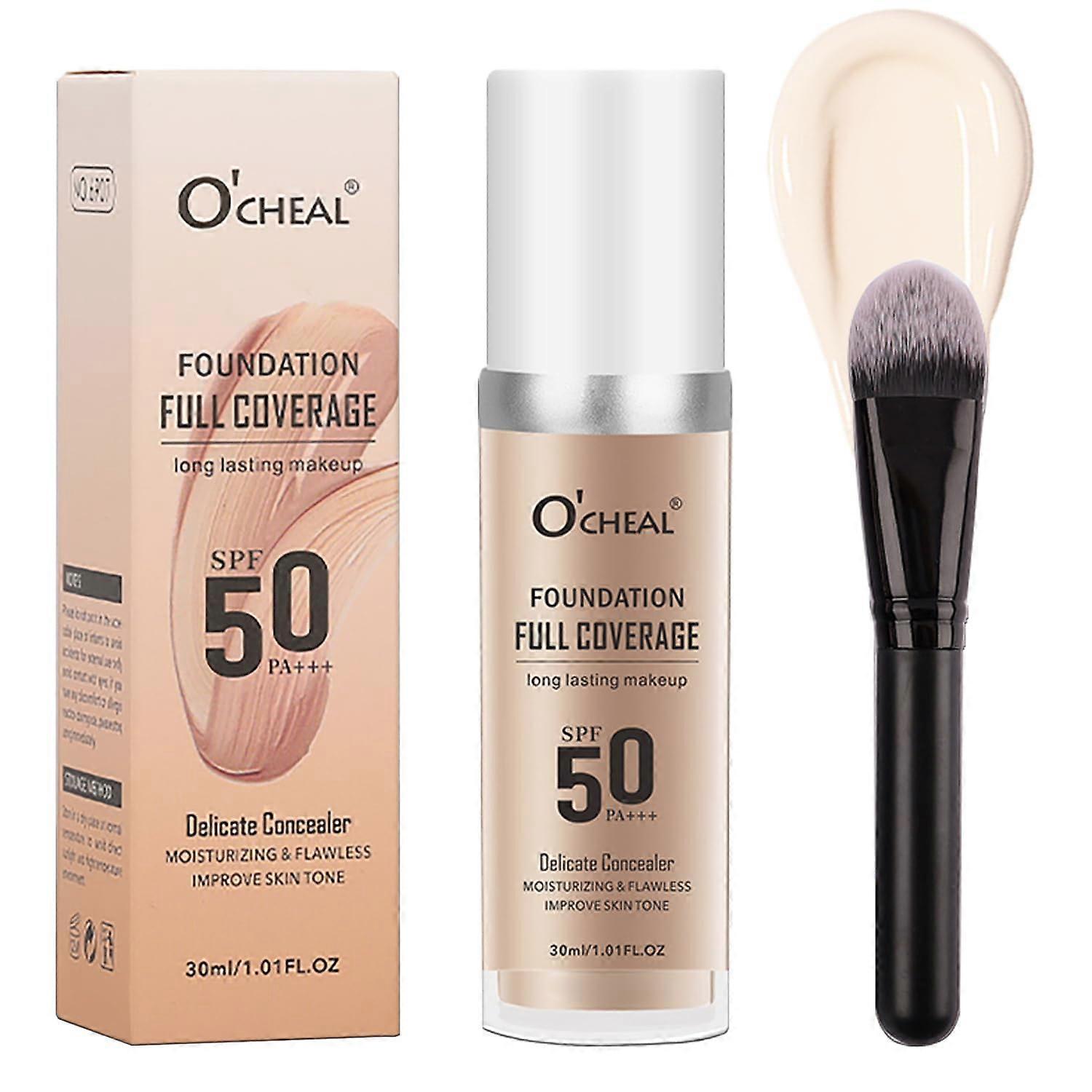 Waterproof Color Changing Liquid Foundation Ivory, Medium Coverage Matte Finish with Brush 30ml