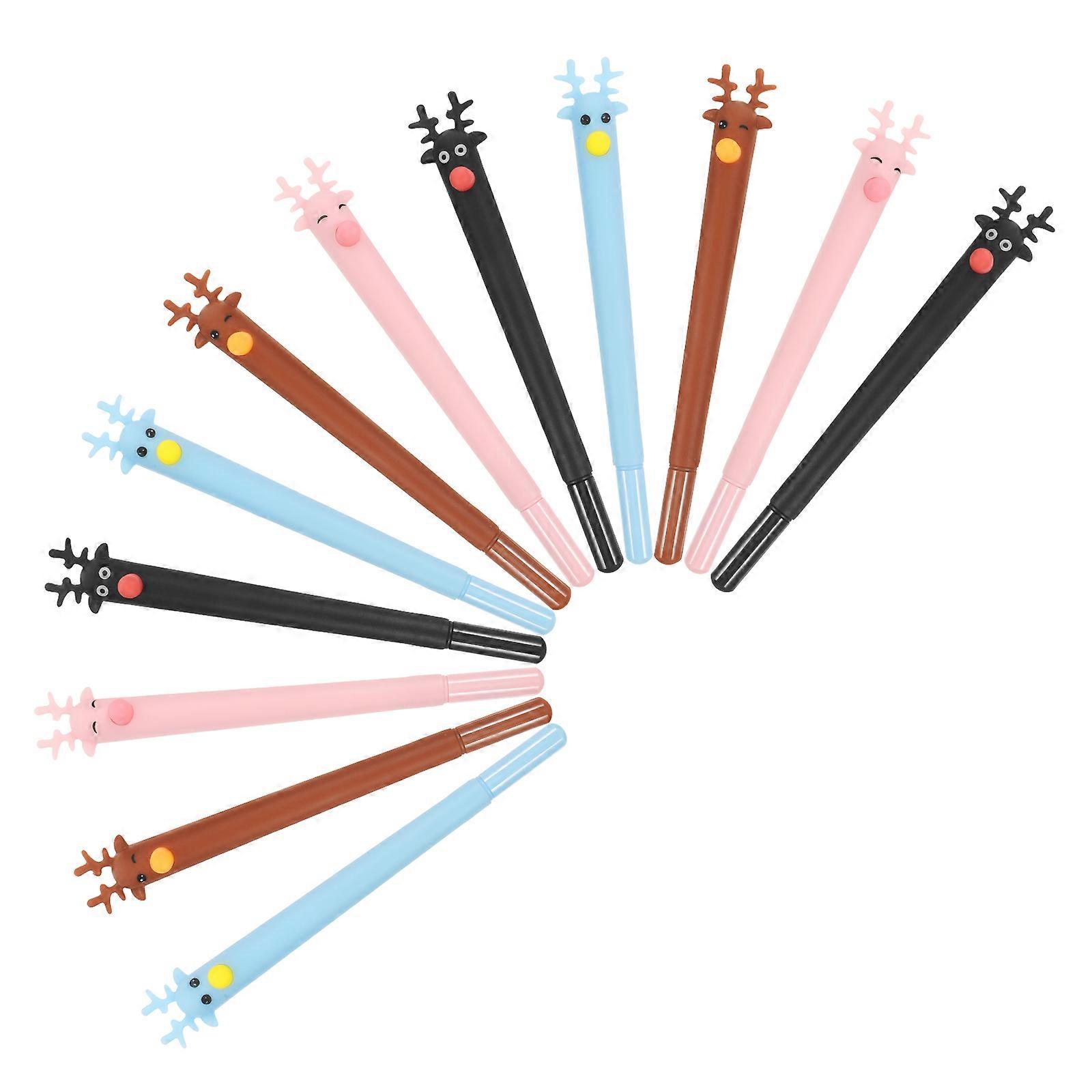 Blue Ink Ballpoint Pen Deer Shape for Writing Use 12Pcs Assorted Color