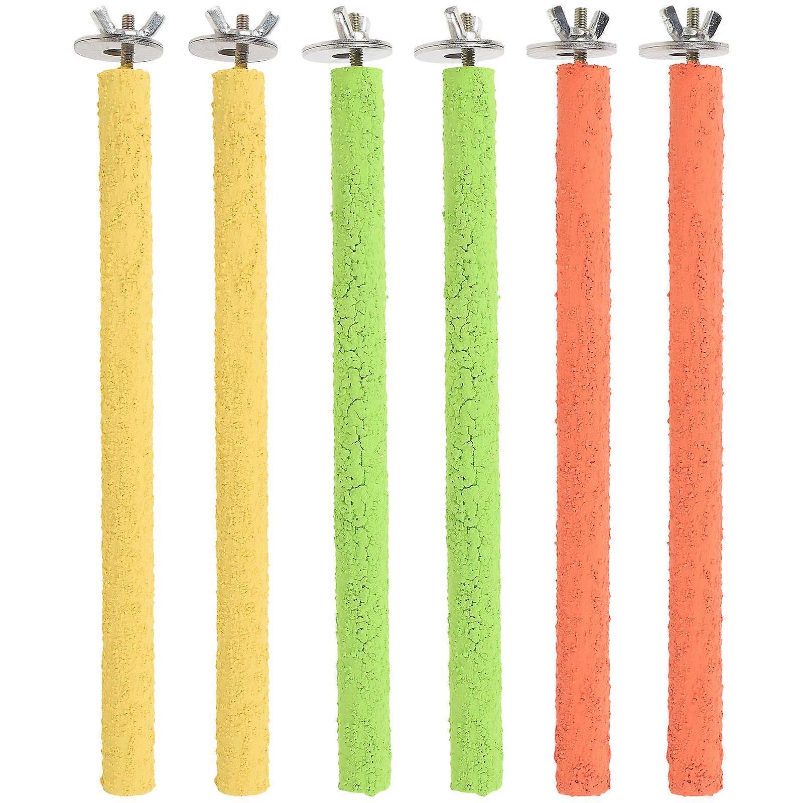 Quartz Sand Bird Perch Toy for Parakeet Cage Assorted Color 6pcs Set Easy to Use Washable Reusable