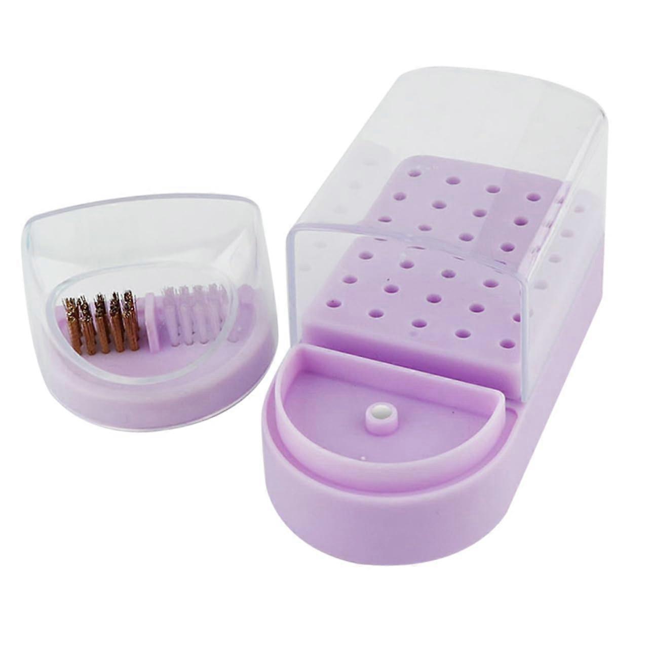 Nail Drill Bits Holder with Cleaning Brush for Manicure, Quick Access Storage Box Organizer