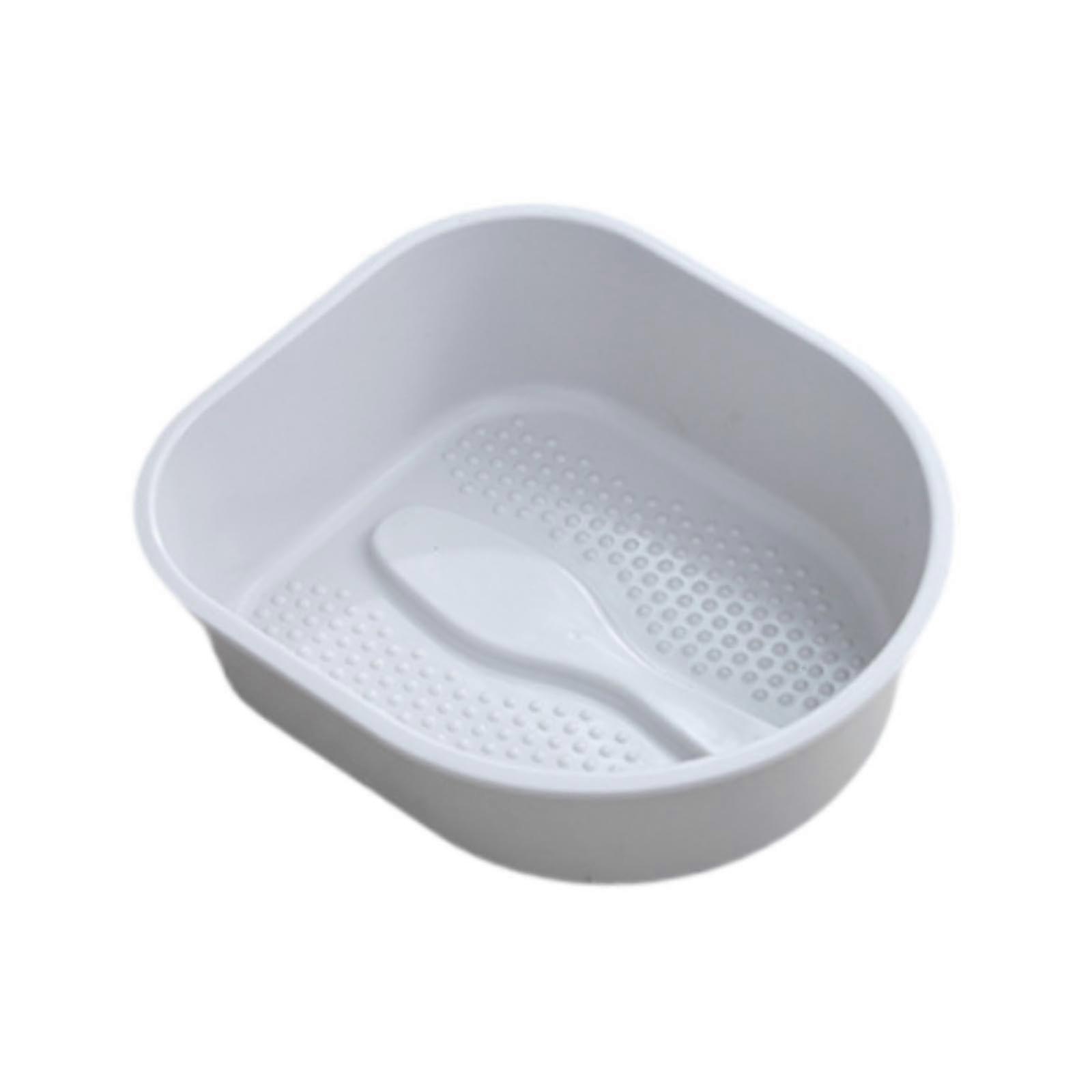 Large Plastic Foot Soaking Basin with Builtin Massage Bottom for Home Spa, Gray