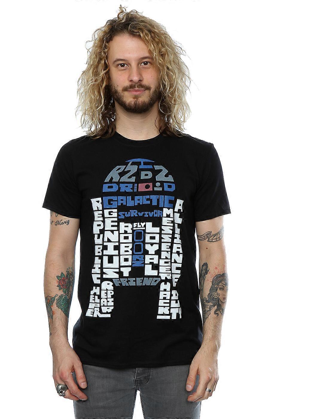 스타워즈 남성용 R2-D2 텍스트 헤드 티셔츠