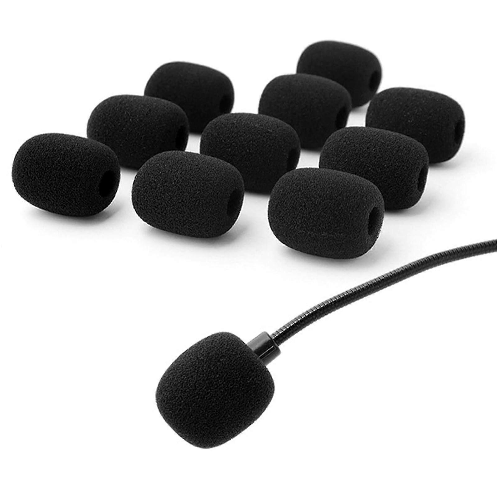 50 Pack Microphone Windscreen Foam Covers for Lavalier and Headset Mics, Noise Reduction, Black