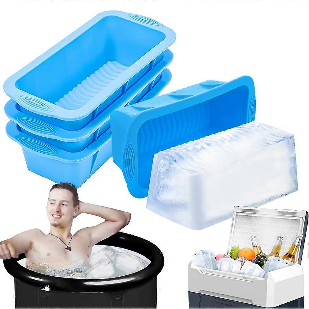 4 Pcs Large Ice Cube Tray for Ice Bath, Reusable Silicone Mold for Extra Large Freezer Blocks