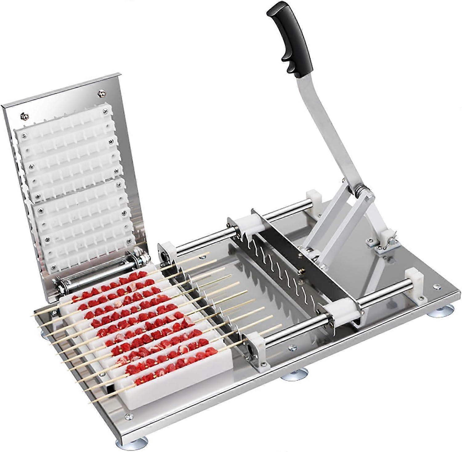 Manual Kebab Skewer Maker with Adjustable Length, 10Skewer  Output, Lever Handle for BBQ