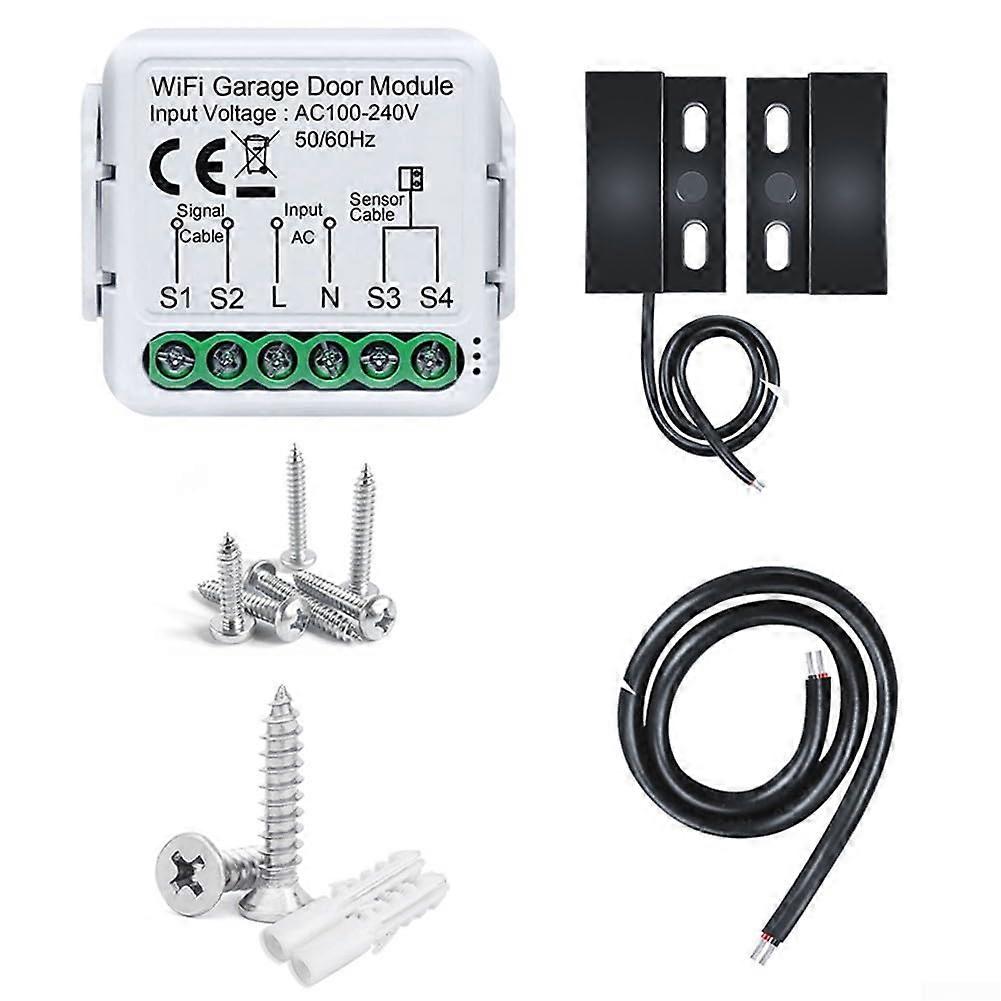 Smart Garage Door Opener WiFi Controller Compatible with Alexa and Google Home, Voice Control, Alerts, Timer