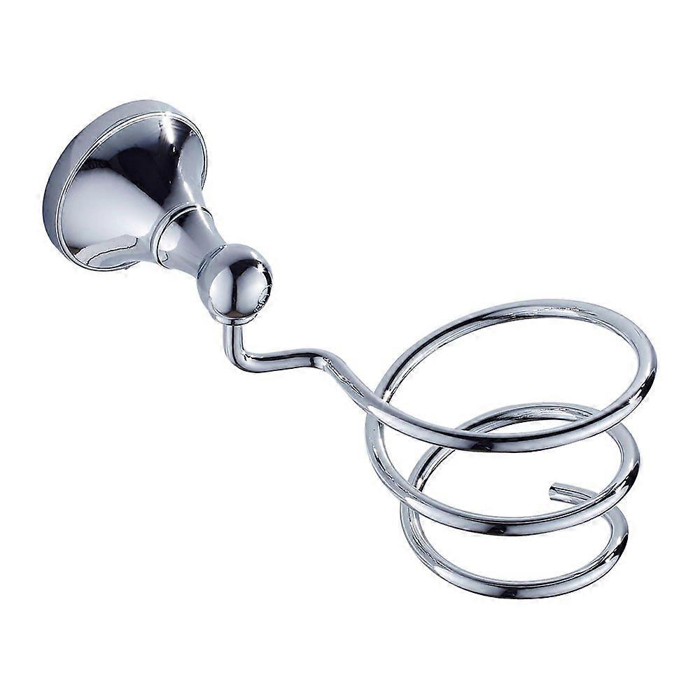 Solid Brass Wall Mounted Hair Dryer Holder Rack for Bathroom, Brushed Chrome, Space Saving Design