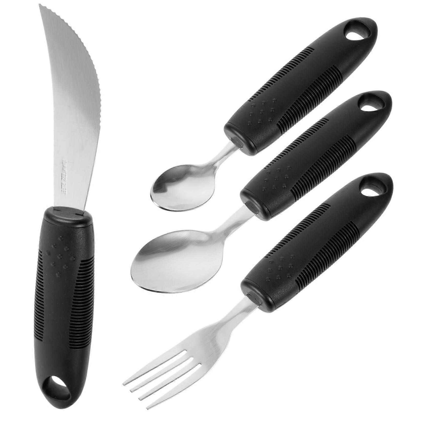 Adaptive Tableware Utensils for Elderly and Disabled with Ergonomic AntiSlip Grip, Lightweight Set