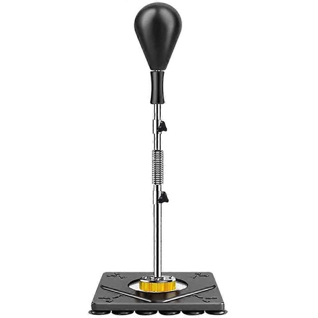 Punching Bag with Boxing Reflex Ball, Adjustable Height, Stable Suction Base, Durable PU Leather, Black